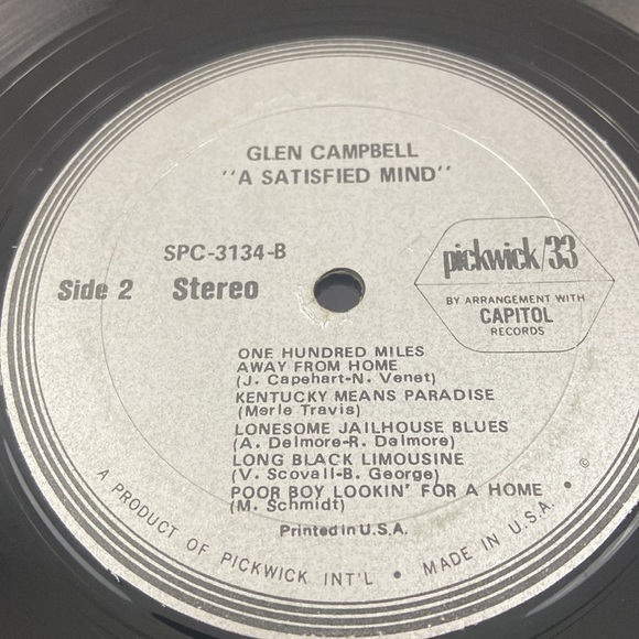 Glen Campbell A Satisfied Mind Pickwick 33 SPC-3134-B Stereo Vinyl Record LP - Picture 8 of 9
